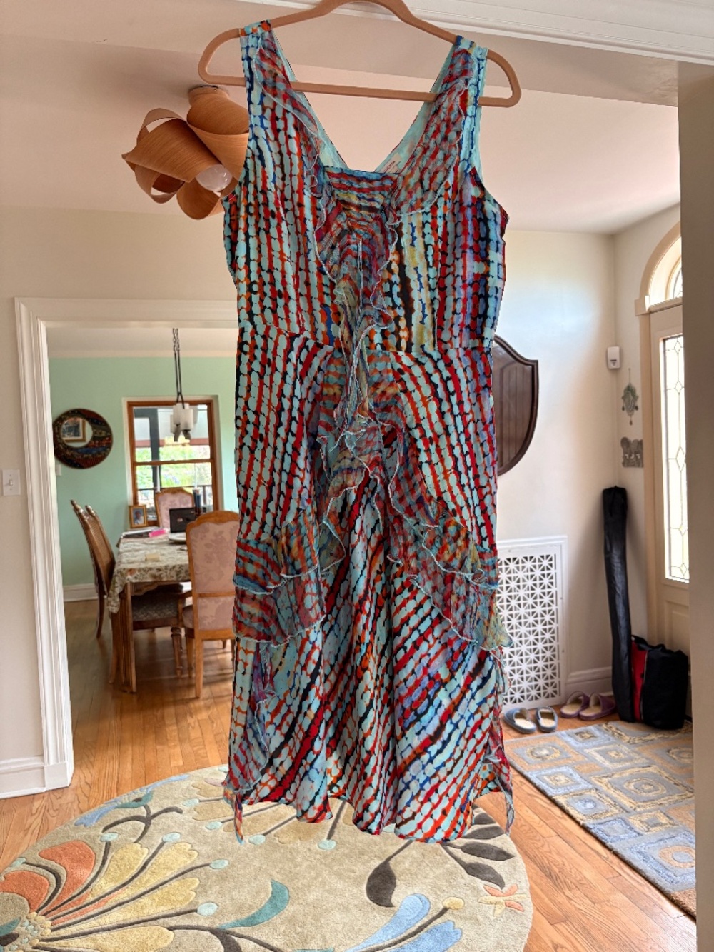 Sundance Blue Multi-Color 100% Silk Dress with 100% Cotton Lining--12